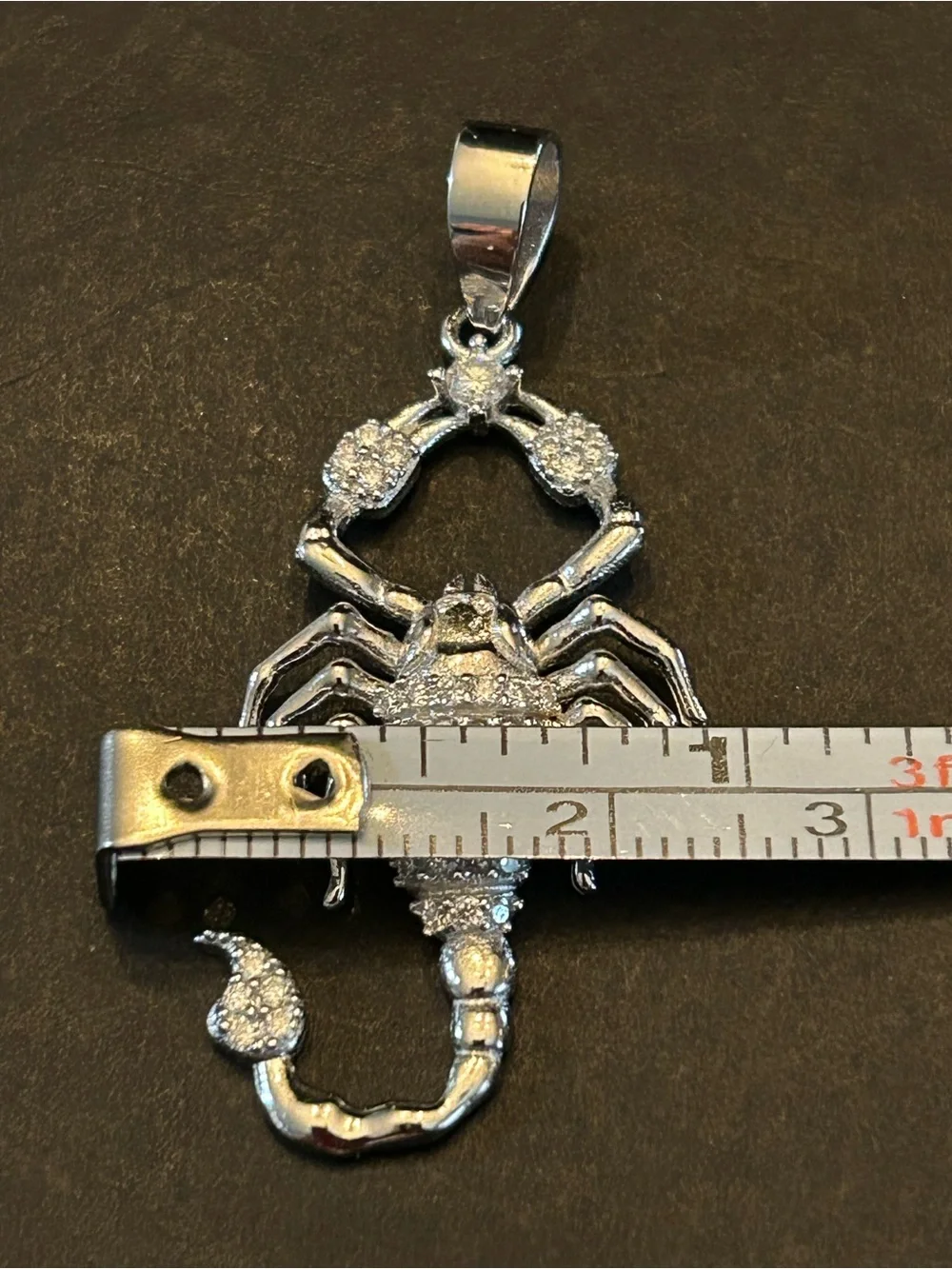 1.00CTW Pave’ Moissanite 925 Sterling Silver Scorpion 🦂 Pendant Men’s Necklace